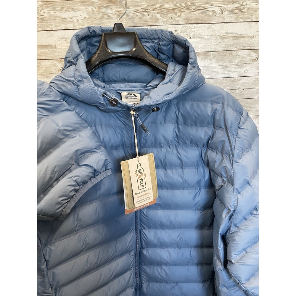 ZeroXposur Light Blue Men's Puffer Jacket with Hood